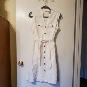 White Button Up Summer Dress Size M 8/10